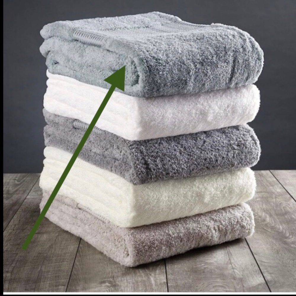 NWT (2) Turkish Organic Cotton Bath Towels, Mineral Green, Delilah Home - Picture 5 of 9